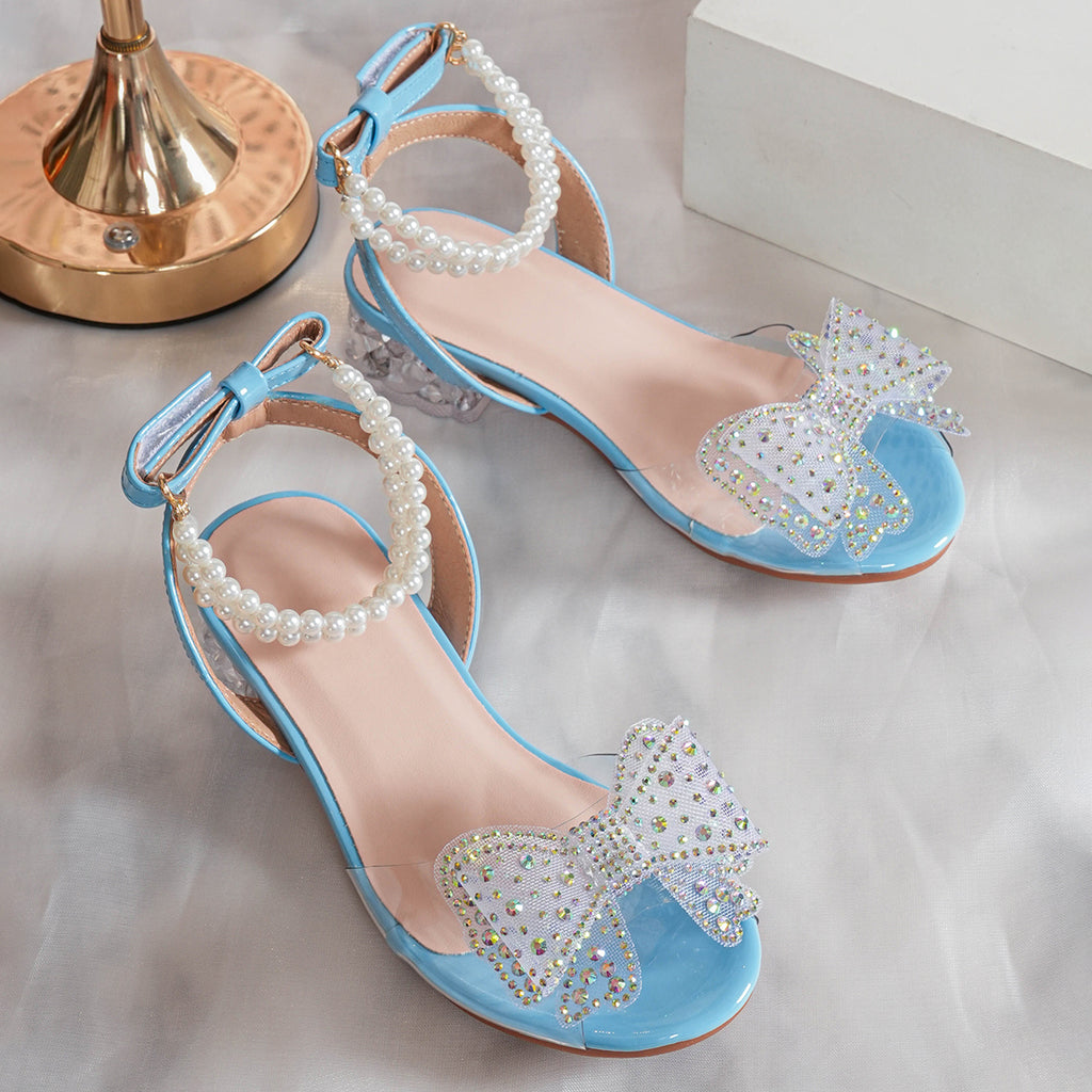Girls' Princess Style High Heel Shoes With Shiny Star Pendant Decoration, Suitable For Dress And Birthday Party