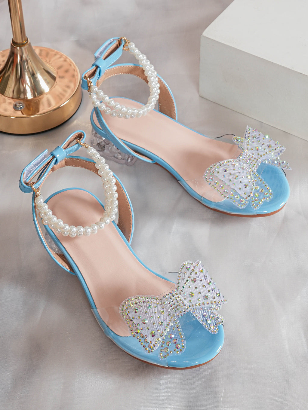 Girls' Princess Style High Heel Shoes With Shiny Star Pendant Decoration, Suitable For Dress And Birthday Party