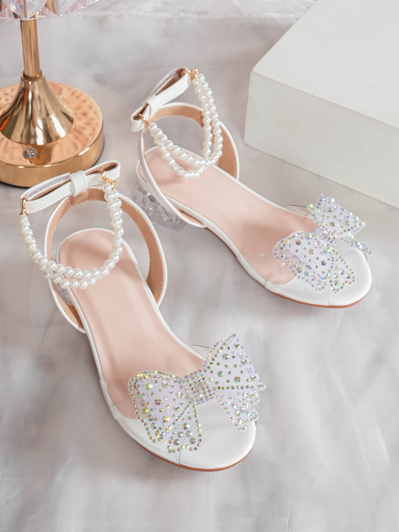 Girls' Princess Style High Heel Shoes With Shiny Star Pendant Decoration, Suitable For Dress And Birthday Party