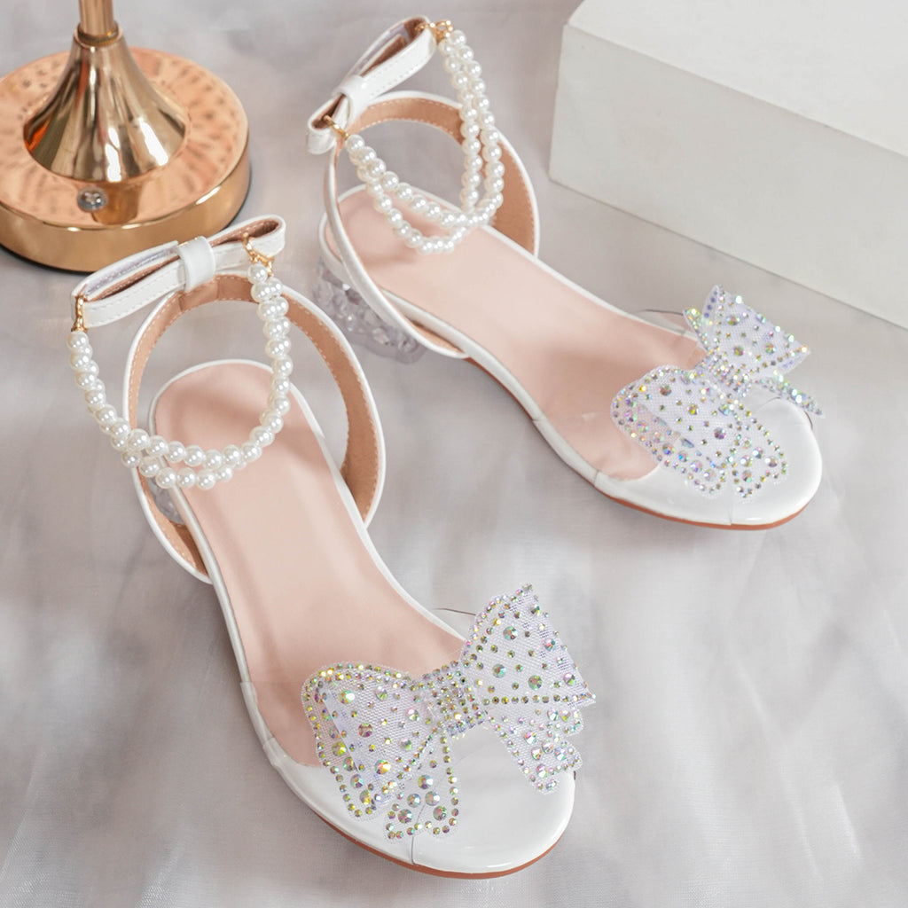 Girls' Princess Style High Heel Shoes With Shiny Star Pendant Decoration, Suitable For Dress And Birthday Party
