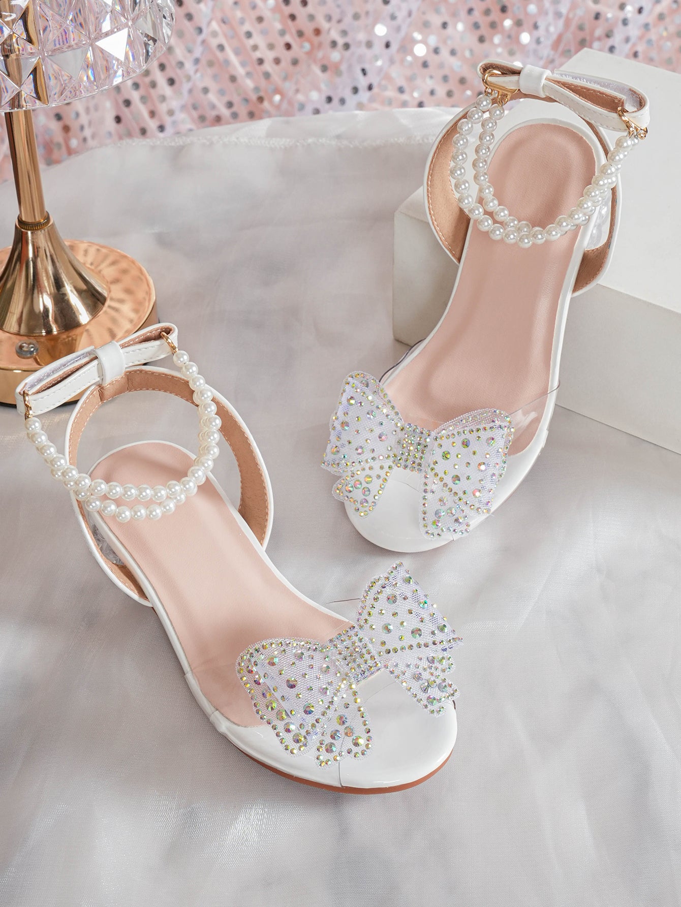Girls' Princess Style High Heel Shoes With Shiny Star Pendant Decoration, Suitable For Dress And Birthday Party