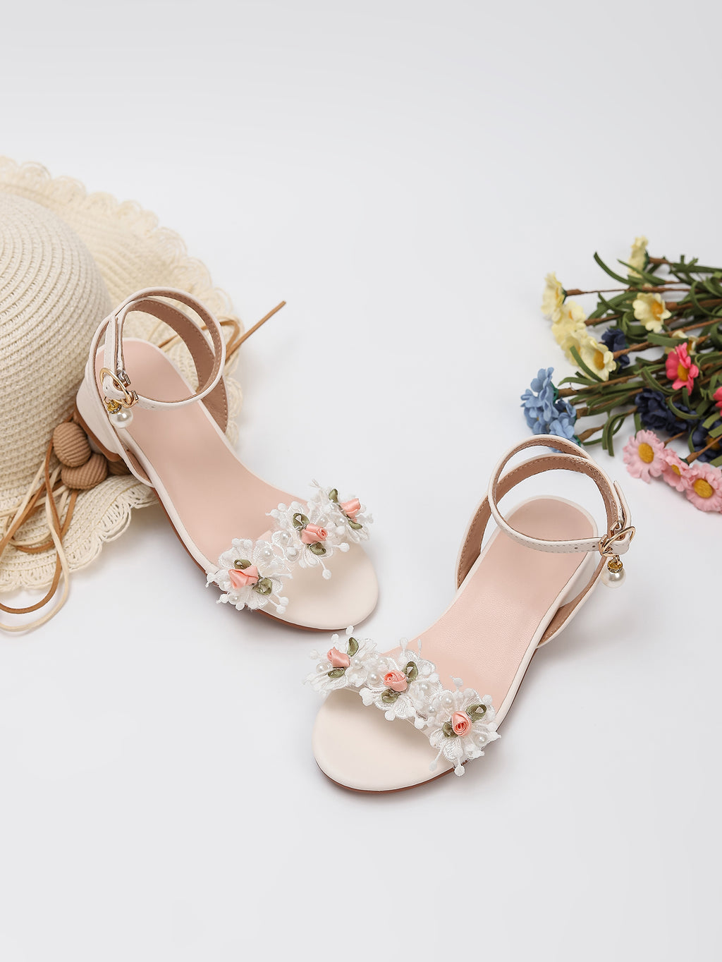 Princess Kids High Heels Shoes Kids Dress Party Leather Shoes Baby Girls Children's White Shoes Enfants Wedding for Girl Gift
