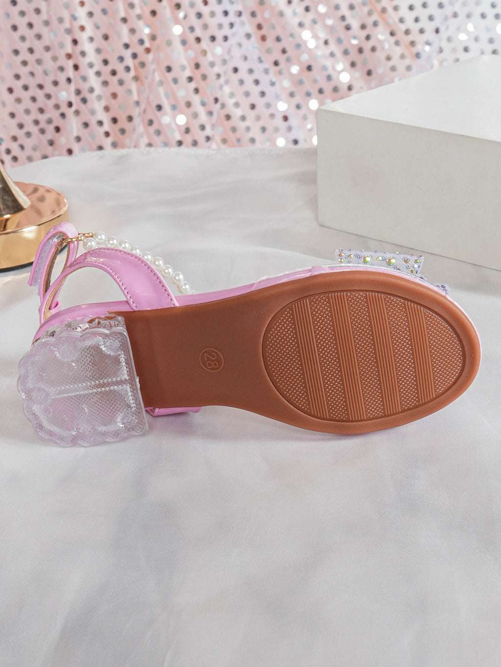 Girls' Princess Style High Heel Shoes With Shiny Star Pendant Decoration, Suitable For Dress And Birthday Party