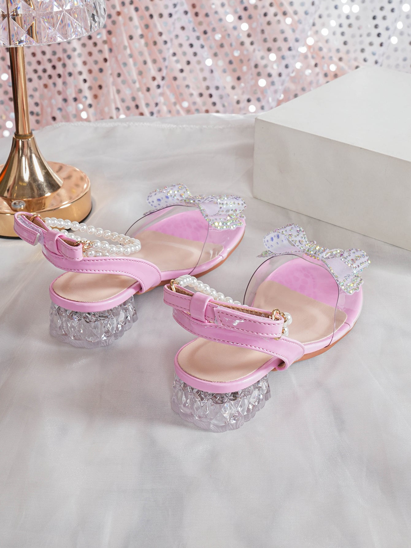 Girls' Princess Style High Heel Shoes With Shiny Star Pendant Decoration, Suitable For Dress And Birthday Party