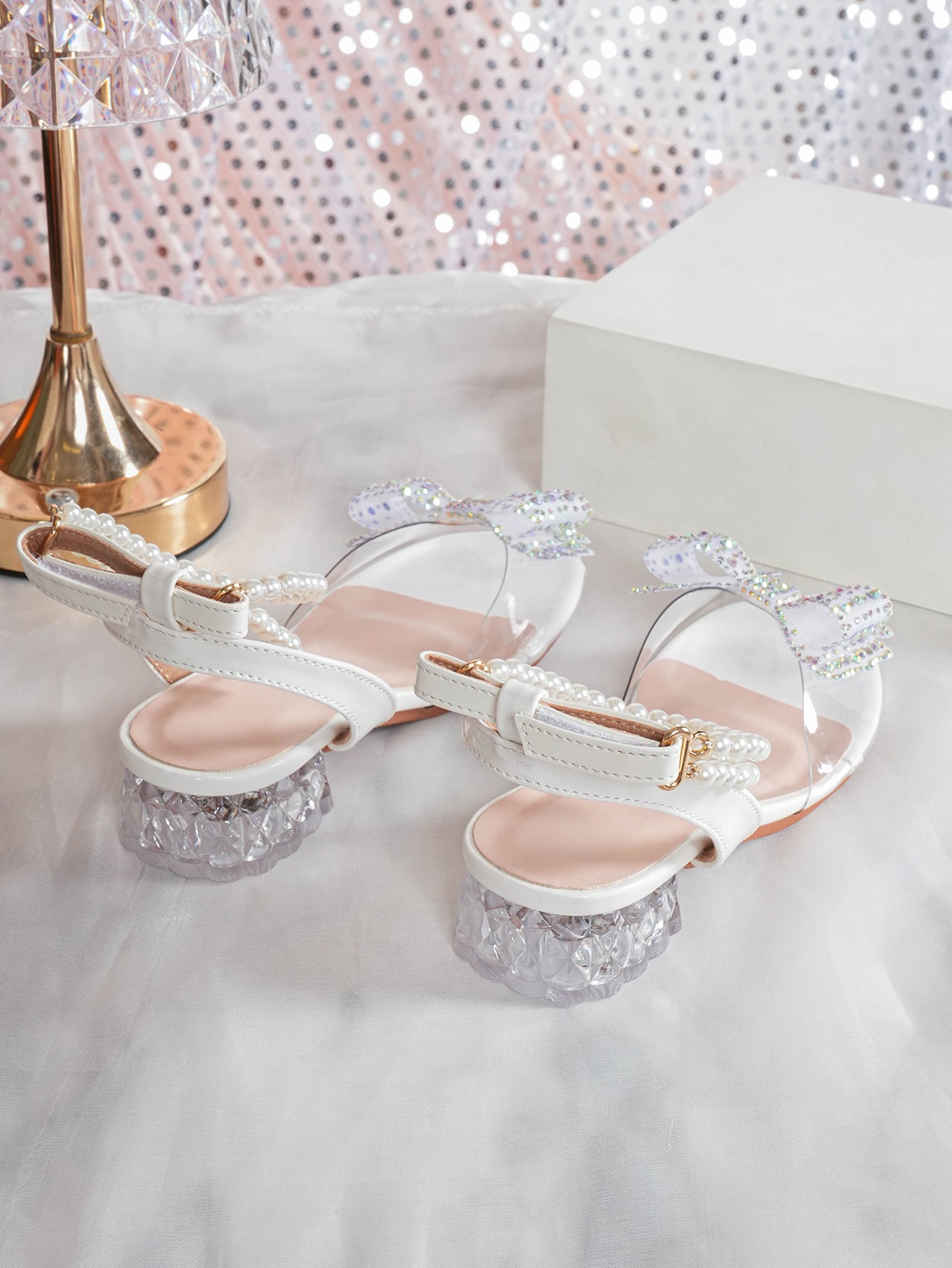 Girls' Princess Style High Heel Shoes With Shiny Star Pendant Decoration, Suitable For Dress And Birthday Party