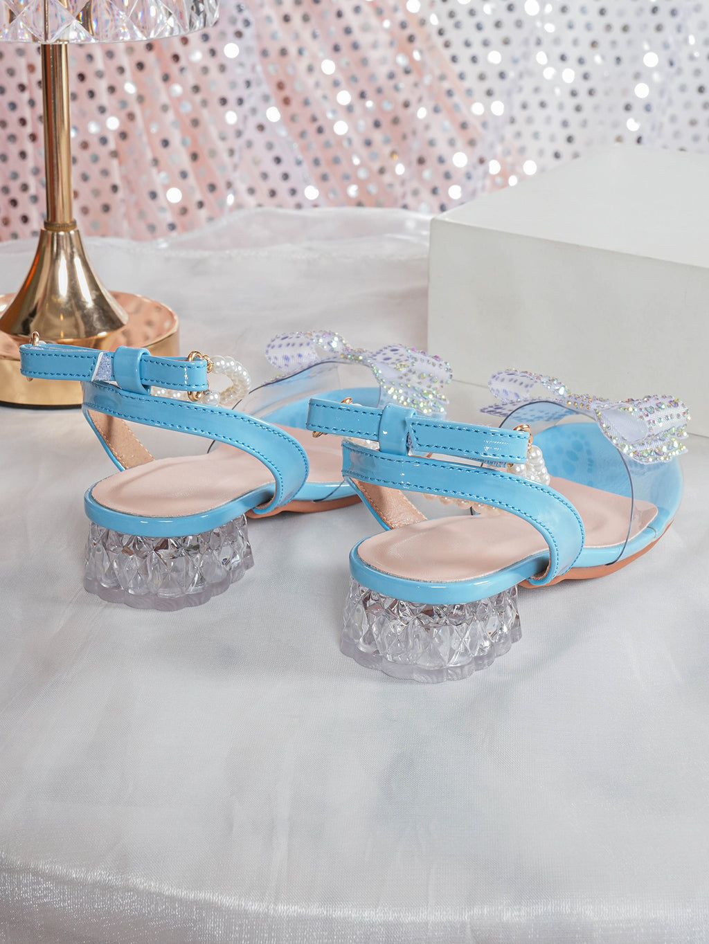 Girls' Princess Style High Heel Shoes With Shiny Star Pendant Decoration, Suitable For Dress And Birthday Party