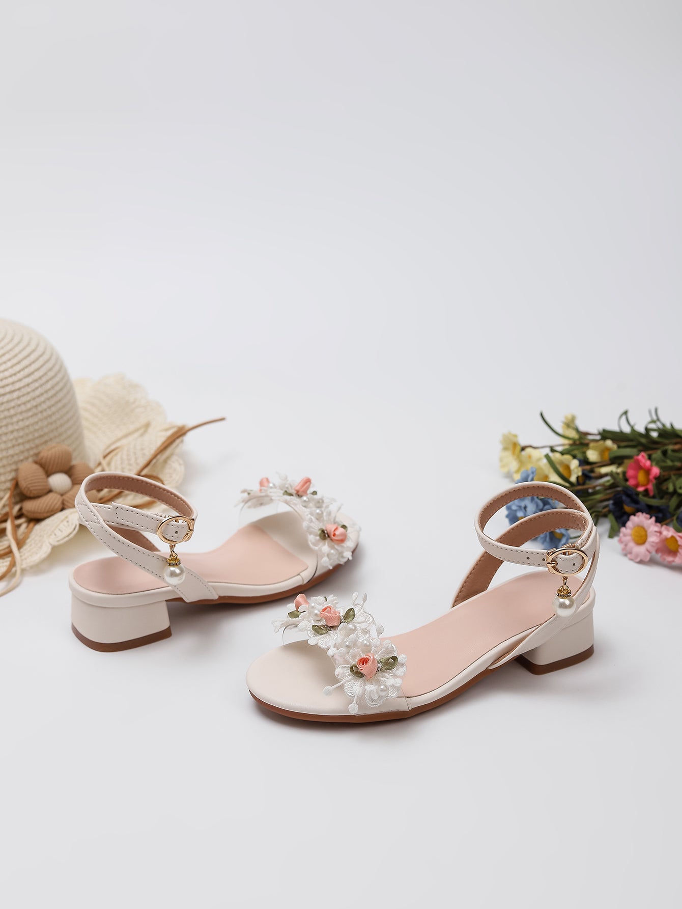Princess Kids High Heels Shoes Kids Dress Party Leather Shoes Baby Girls Children's White Shoes Enfants Wedding for Girl Gift