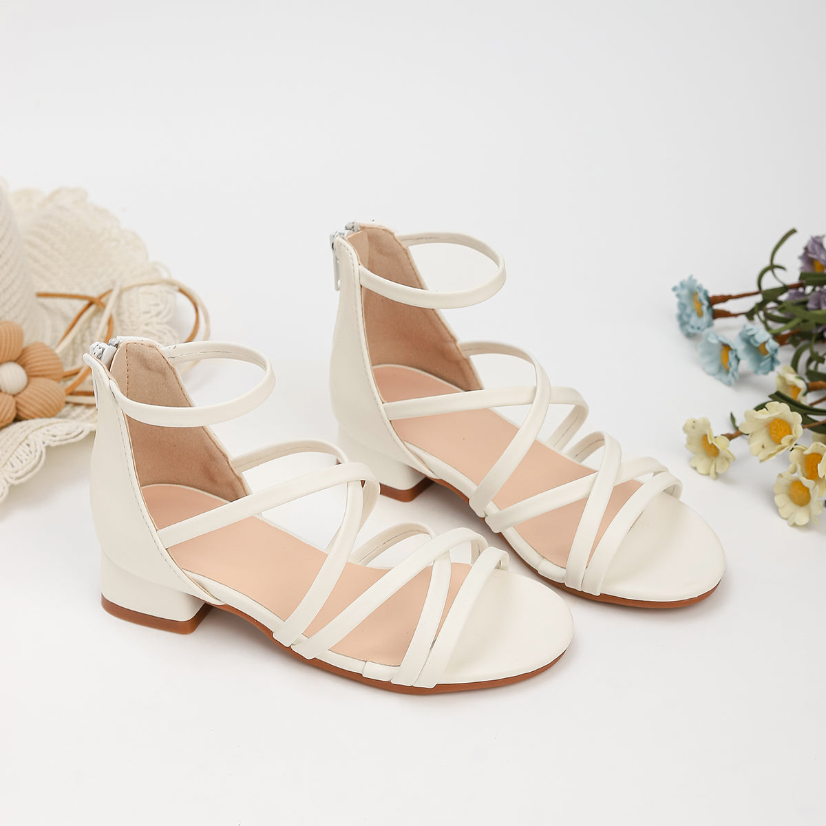 Princess Kids High Heels Shoes Kids Dress Party Leather Shoes Baby Girls Children's White Shoes Enfants Wedding for Girl Gift