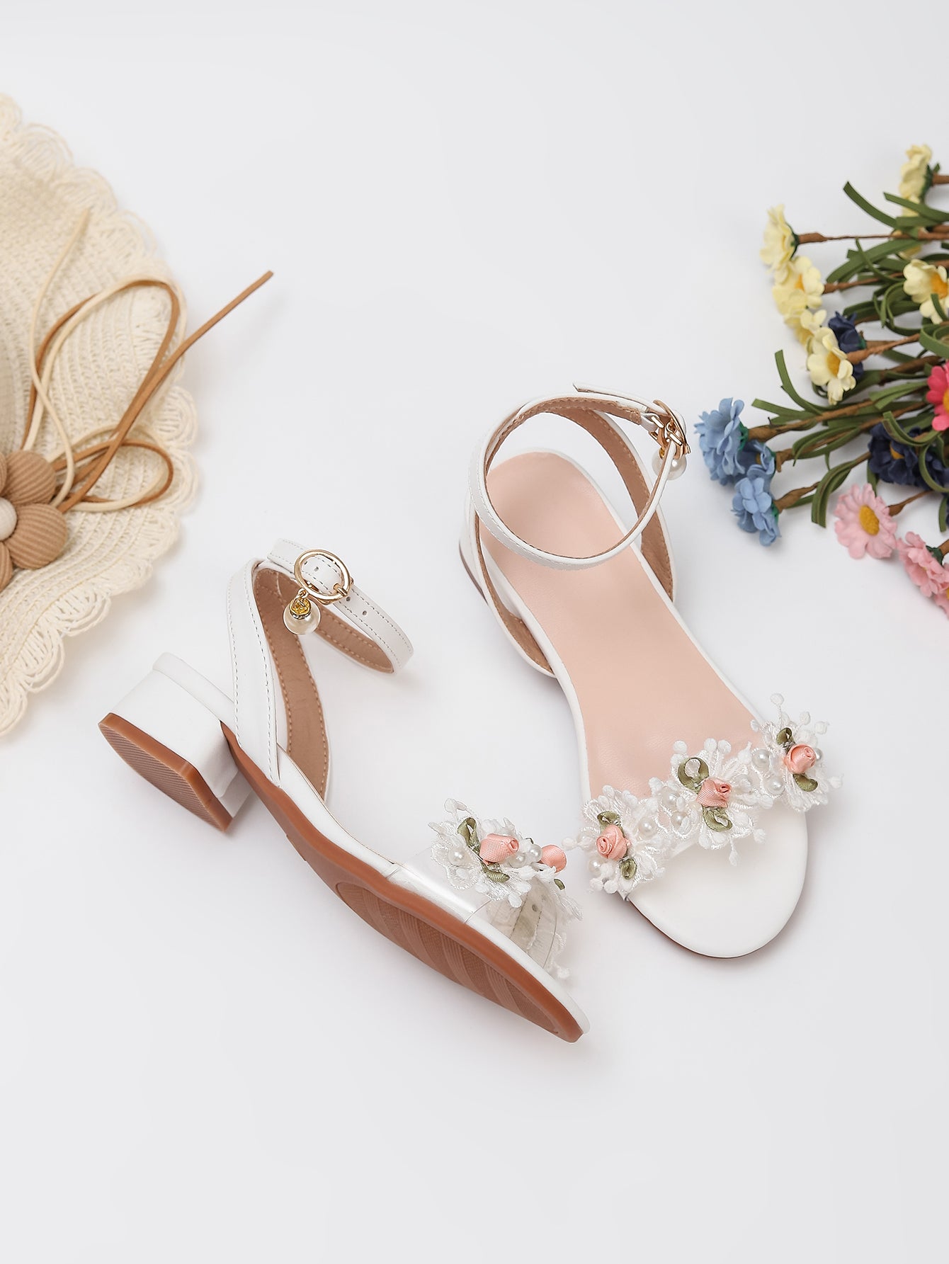 Princess Kids High Heels Shoes Kids Dress Party Leather Shoes Baby Girls Children's White Shoes Enfants Wedding for Girl Gift