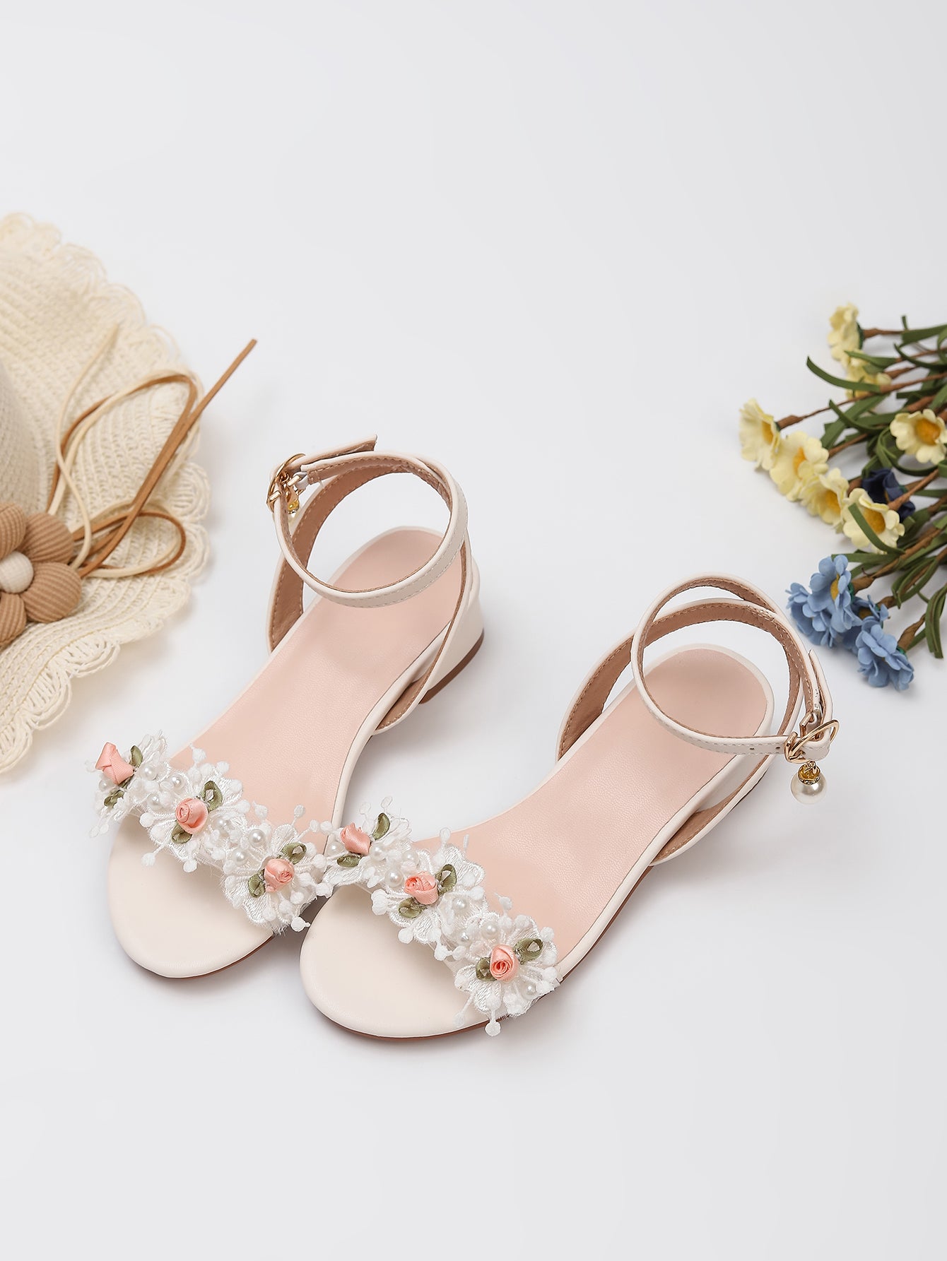 Princess Kids High Heels Shoes Kids Dress Party Leather Shoes Baby Girls Children's White Shoes Enfants Wedding for Girl Gift
