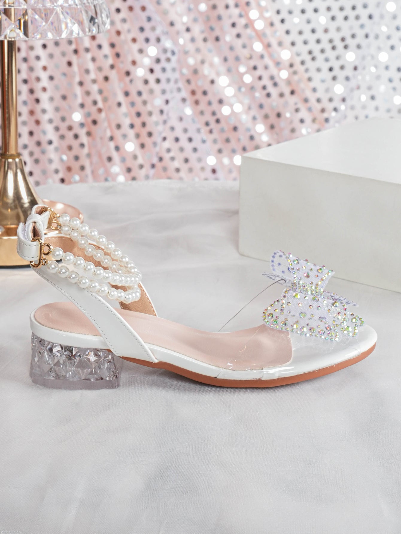 Girls' Princess Style High Heel Shoes With Shiny Star Pendant Decoration, Suitable For Dress And Birthday Party